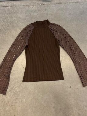 Earthbound Brown Long Sleeves Top S size